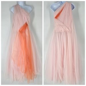 Carolina Herrera NEW Pink One Shoulder Dress with Draped Tulle Size 4 Fall 2019
